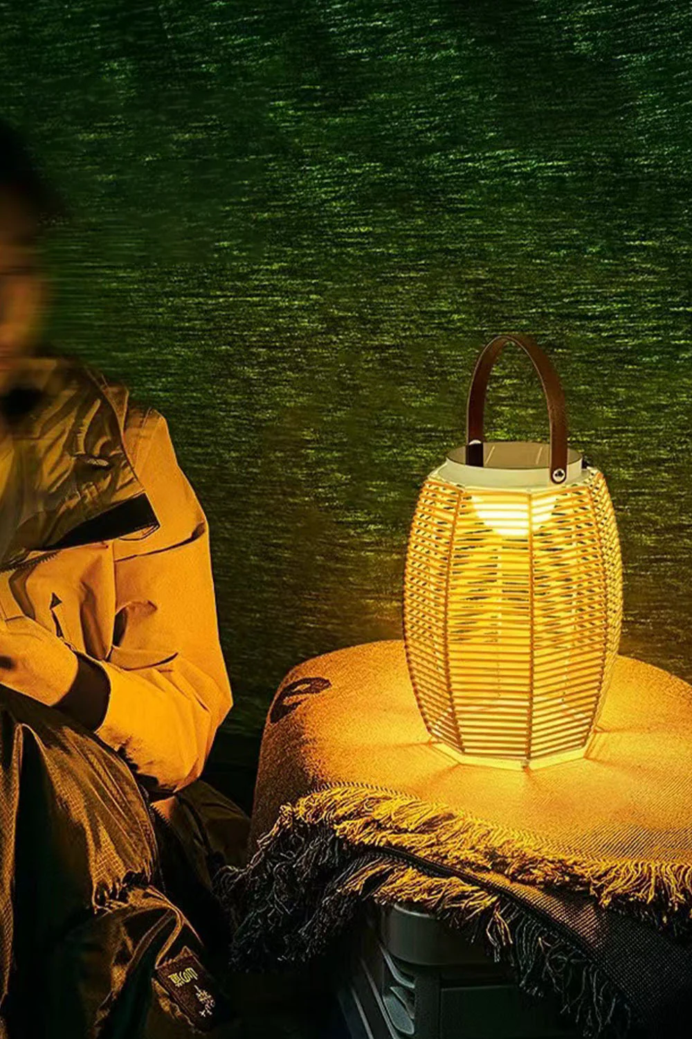 Rattan Lantern Rechargeable Solar Outdoor Table Lamp - Image 22