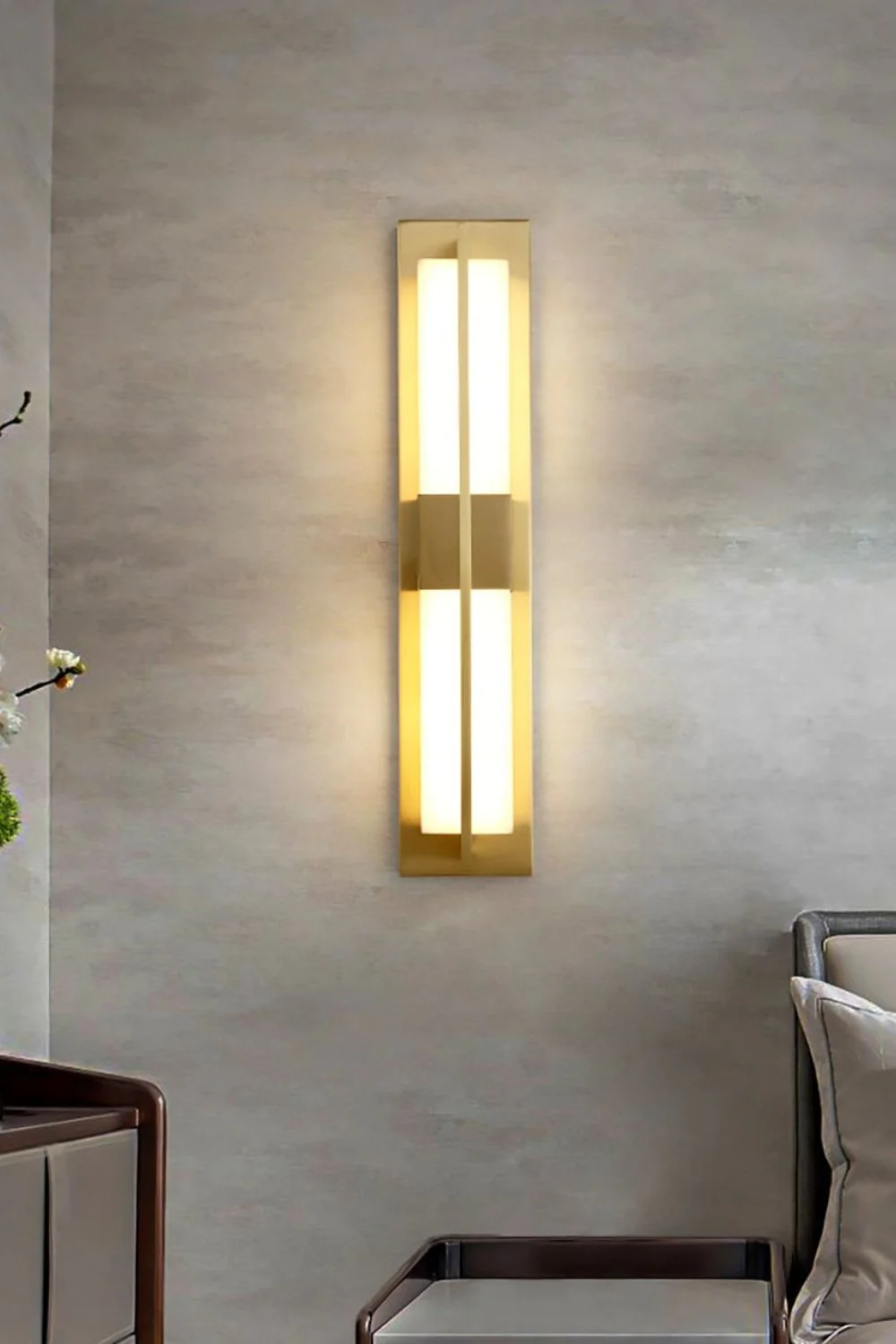 Rectangular Alabaster Brass Wall Lamp - Image 10