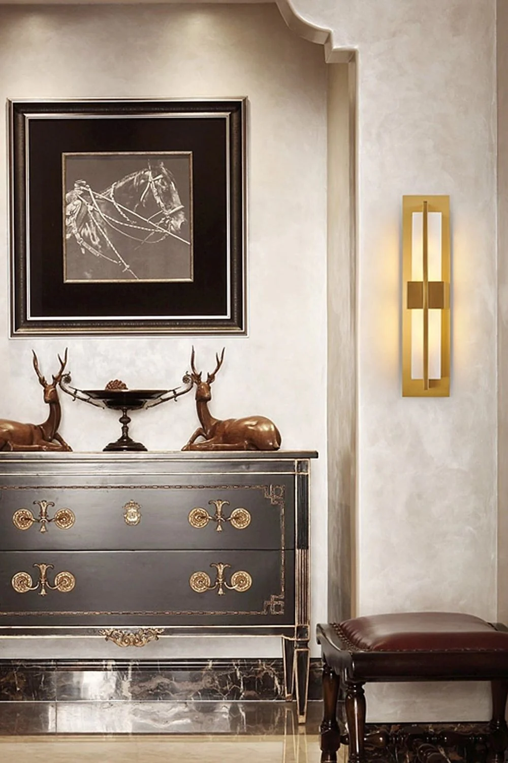 Rectangular Alabaster Brass Wall Lamp - Image 11