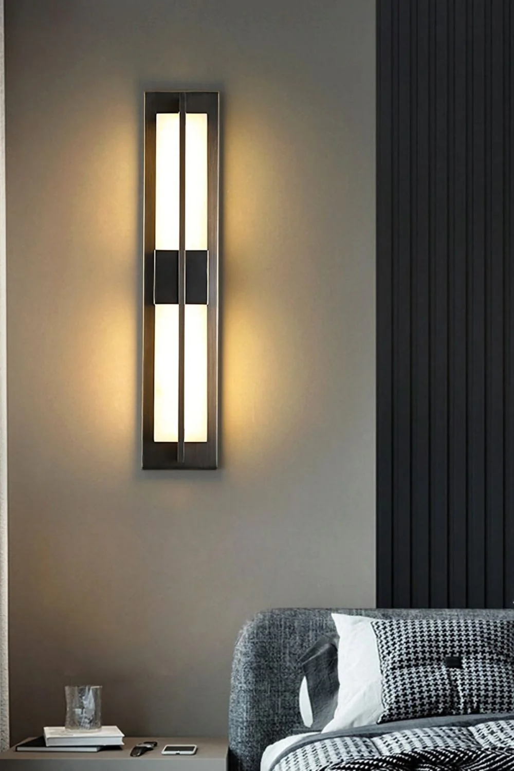 Rectangular Alabaster Brass Wall Lamp - Image 12
