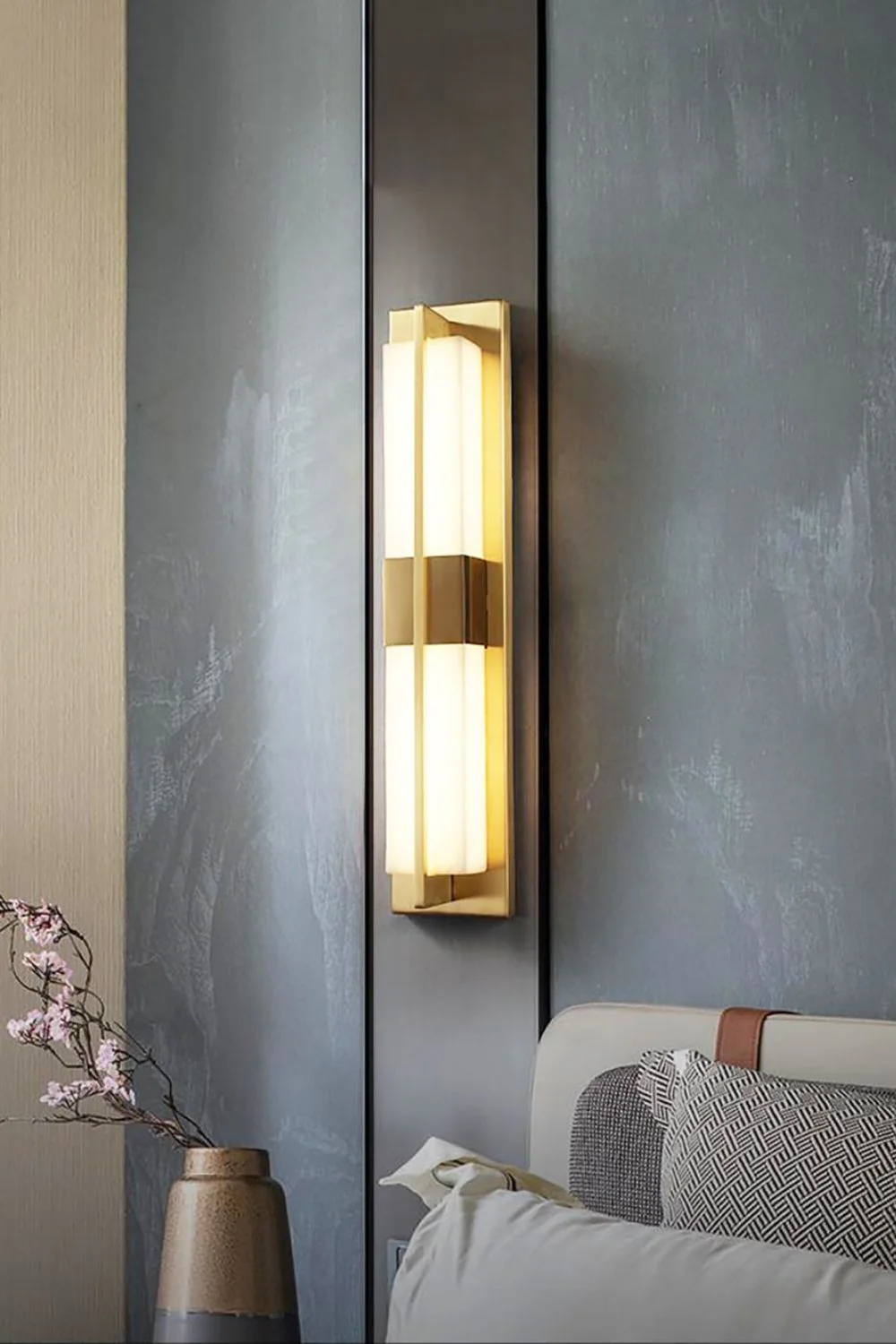 Rectangular Alabaster Brass Wall Lamp - Image 14