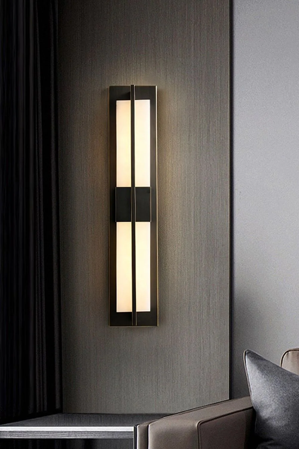 Rectangular Alabaster Brass Wall Lamp - Image 15