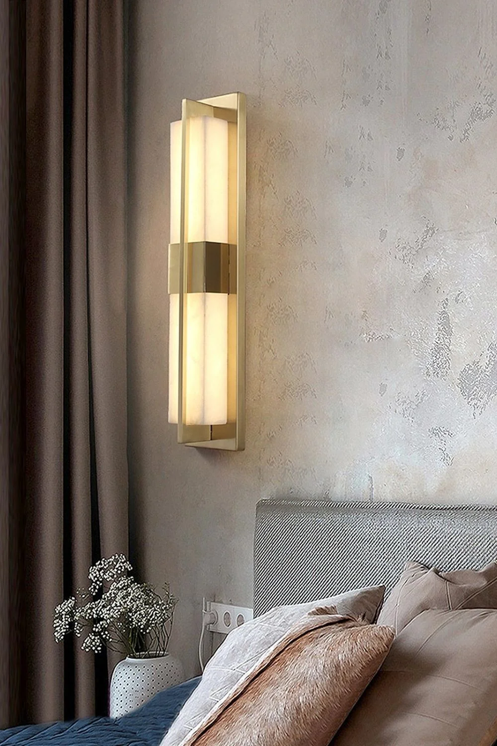 Rectangular Alabaster Brass Wall Lamp - Image 16