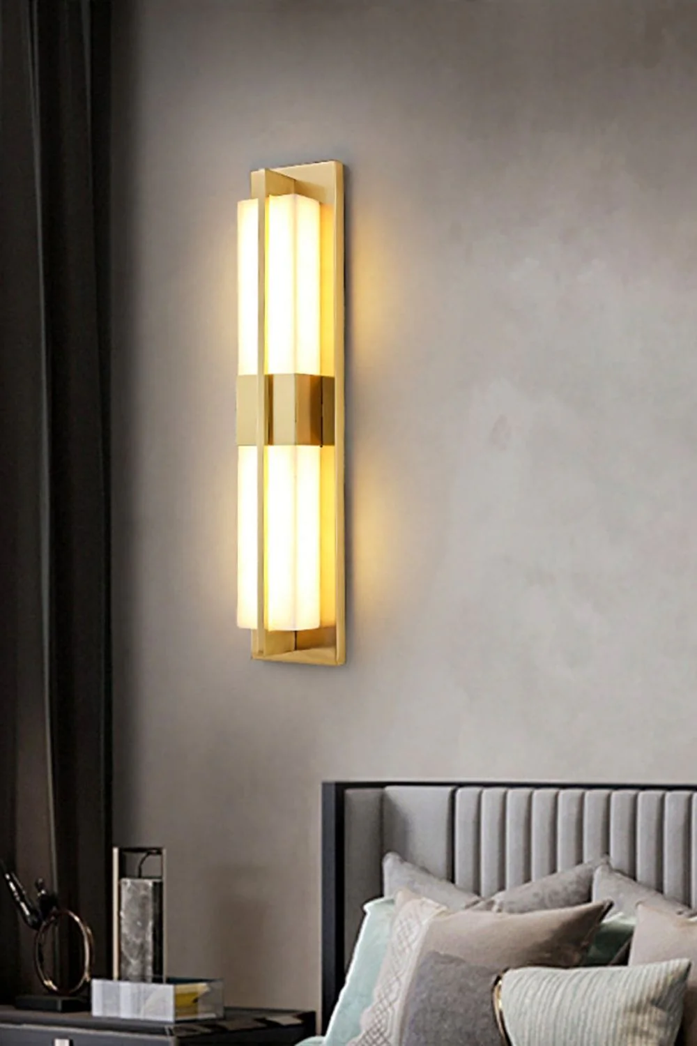 Rectangular Alabaster Brass Wall Lamp - Image 18