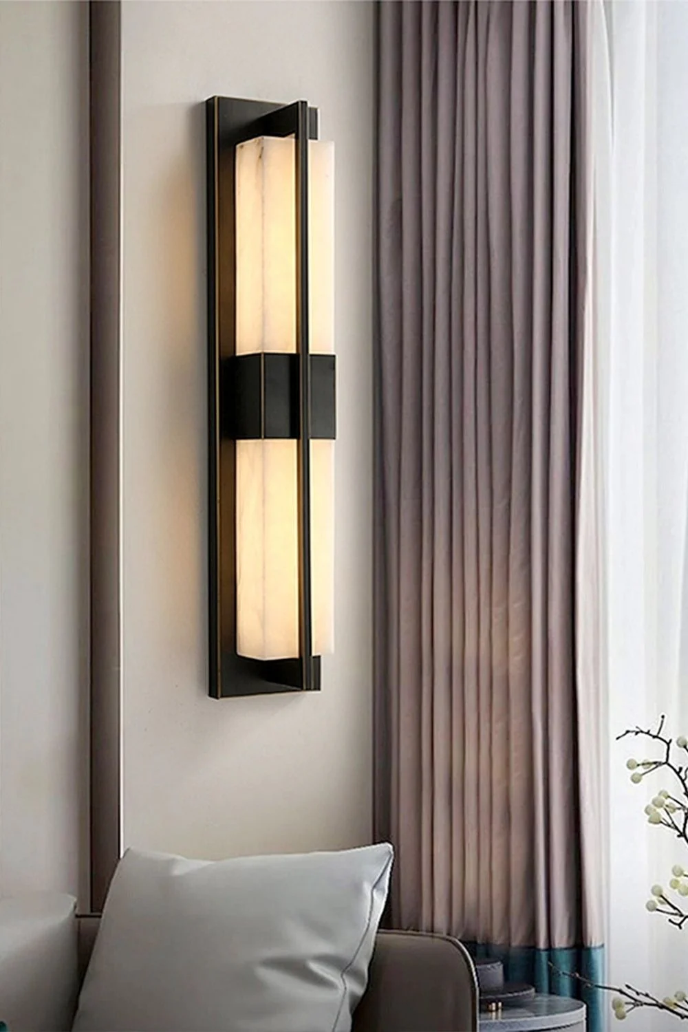 Rectangular Alabaster Brass Wall Lamp - Image 19