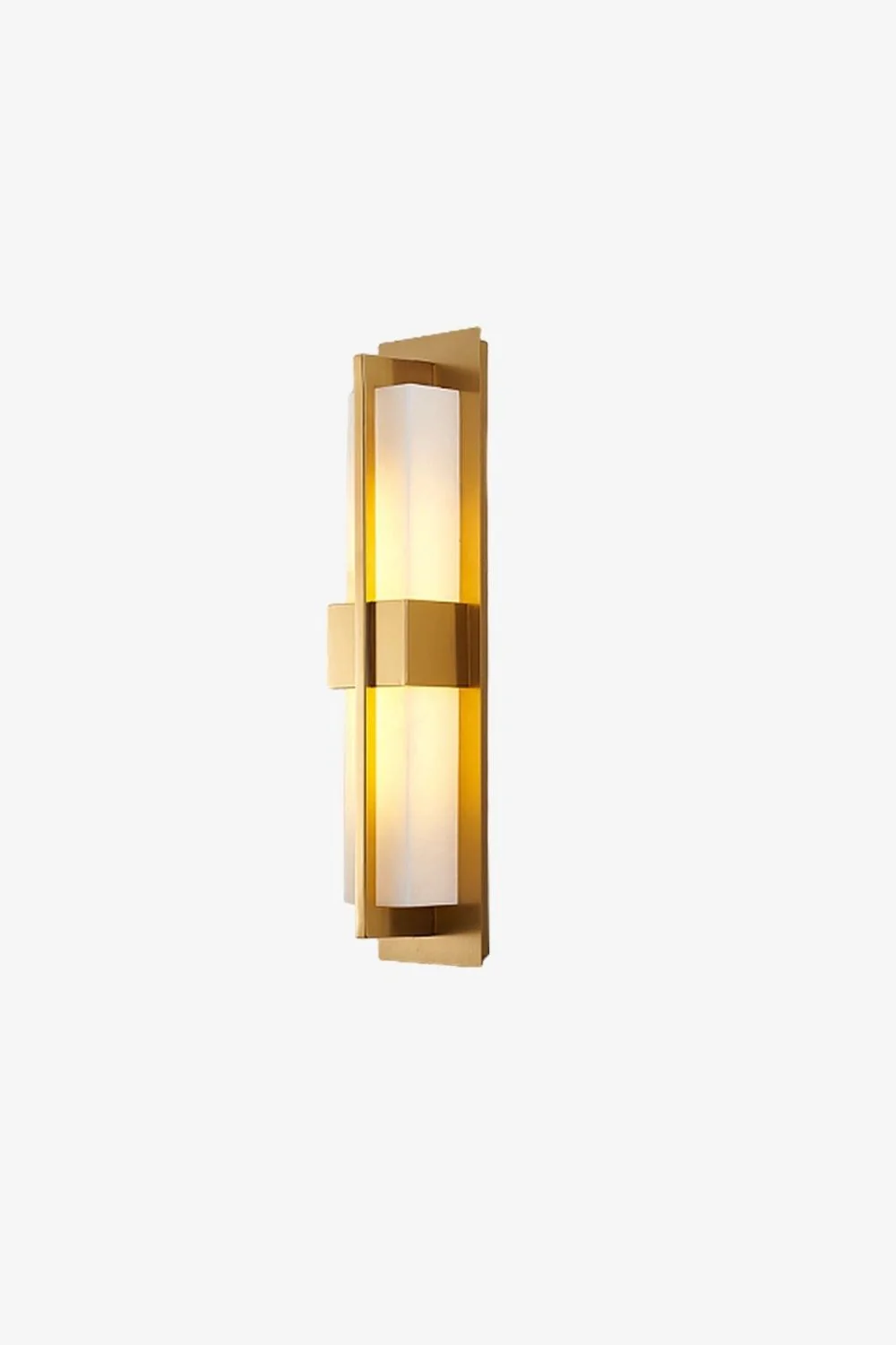 Rectangular Alabaster Brass Wall Lamp - Image 2