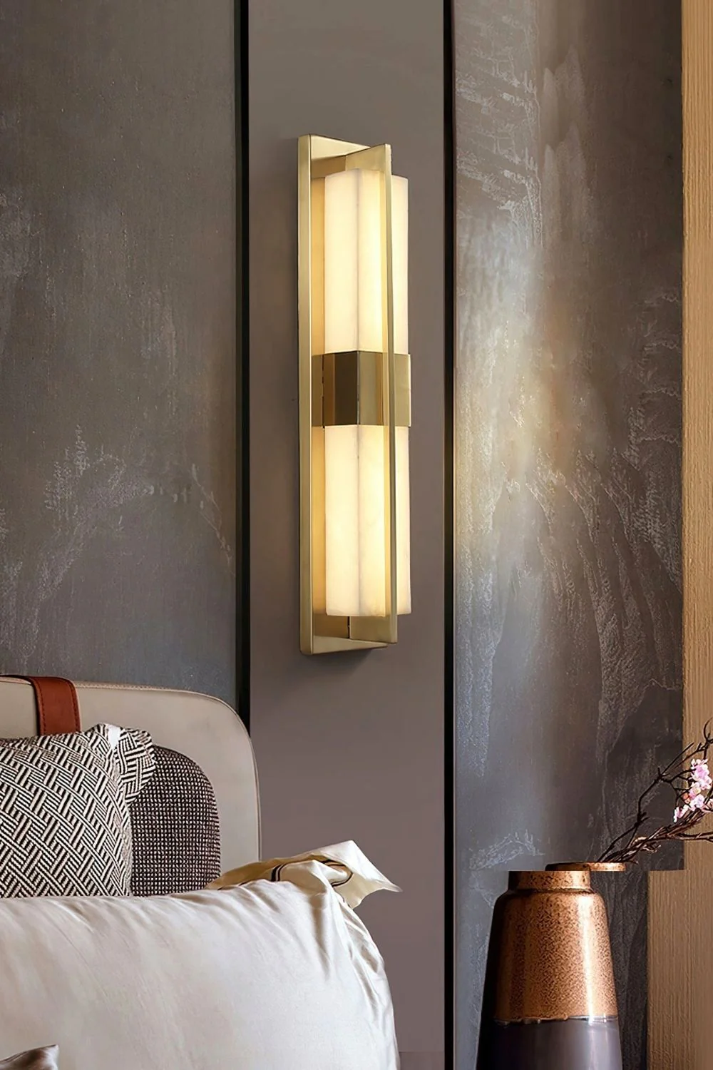 Rectangular Alabaster Brass Wall Lamp - Image 24