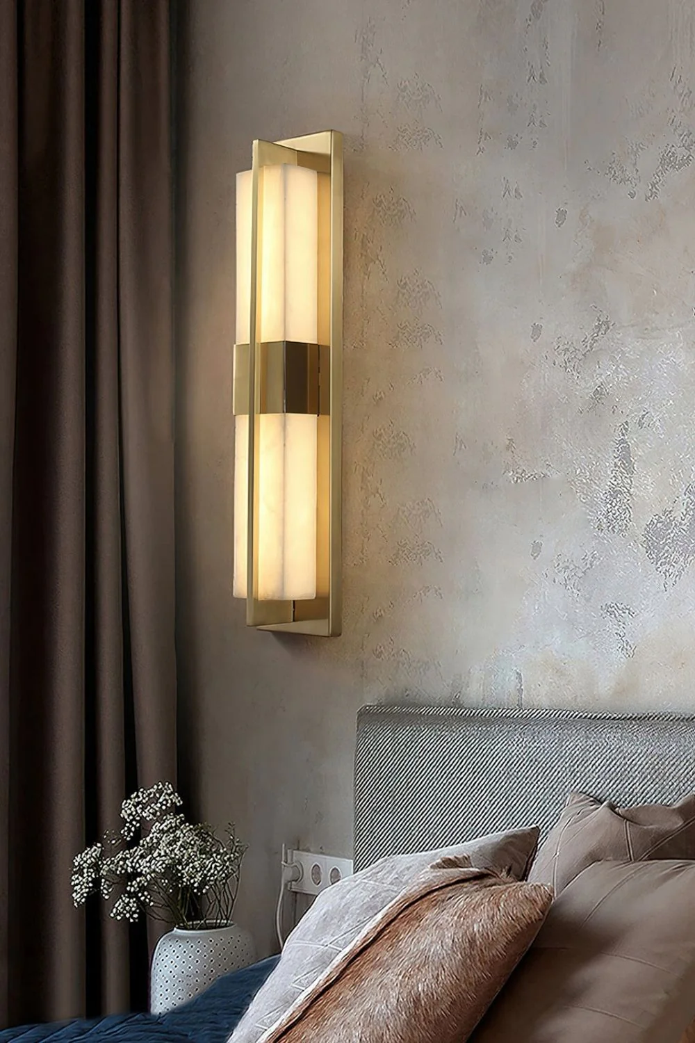 Rectangular Alabaster Brass Wall Lamp - Image 26