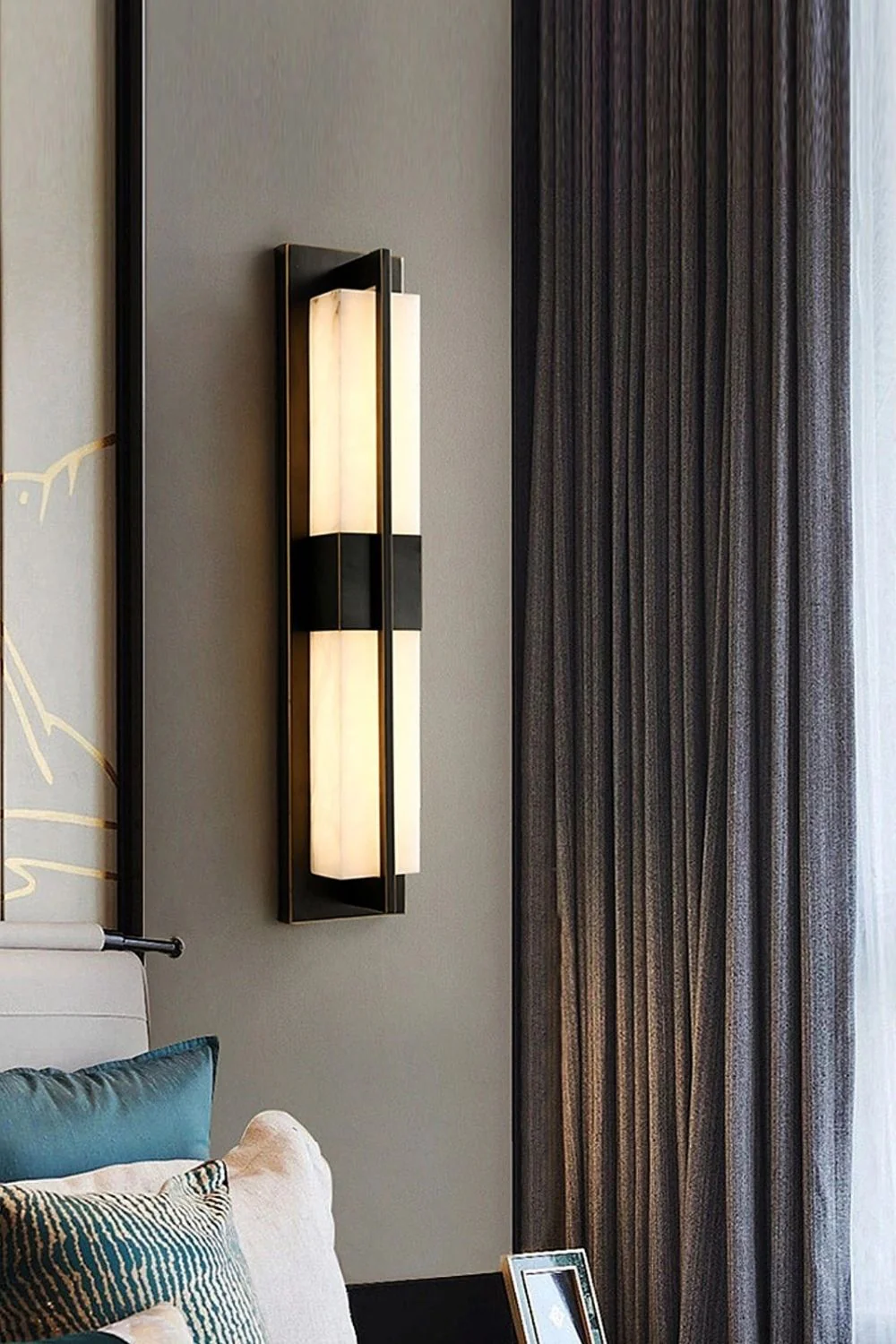 Rectangular Alabaster Brass Wall Lamp - Image 37