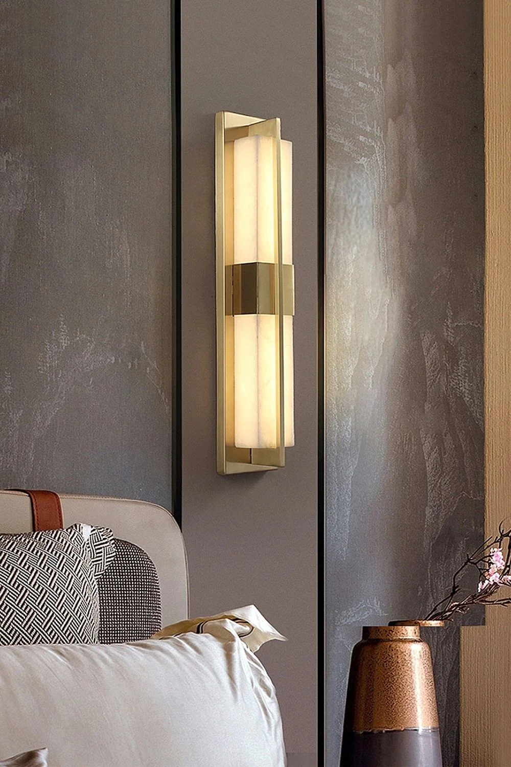 Rectangular Alabaster Brass Wall Lamp - Image 38
