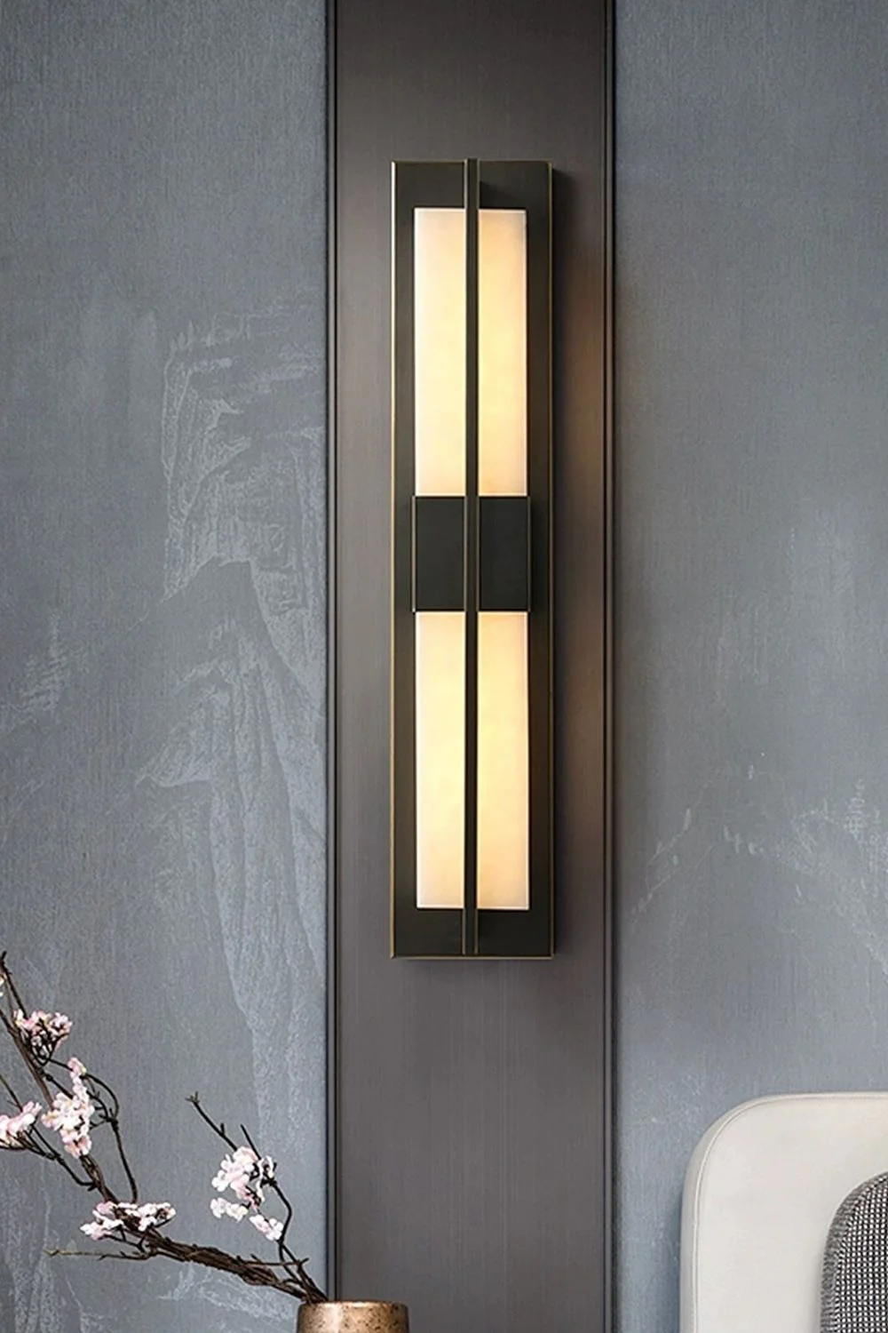 Rectangular Alabaster Brass Wall Lamp - Image 40