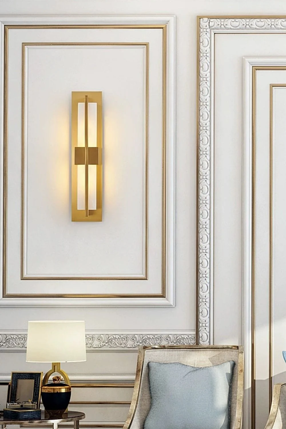 Rectangular Alabaster Brass Wall Lamp - Image 41