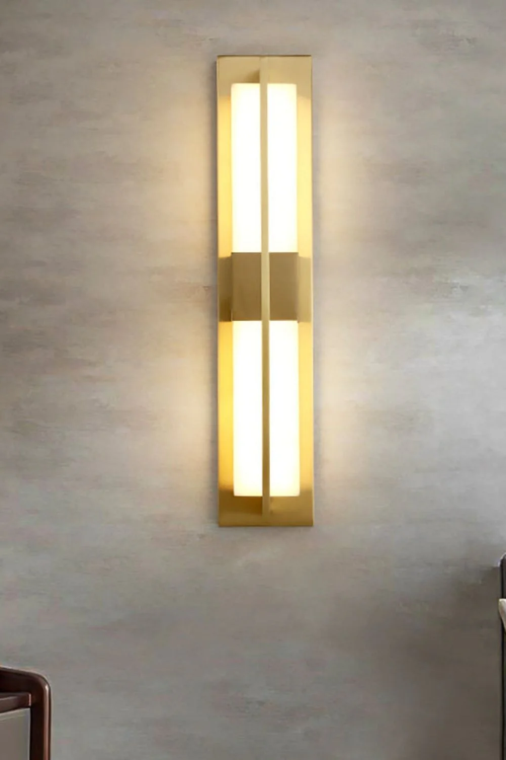 Rectangular Alabaster Brass Wall Lamp - Image 5