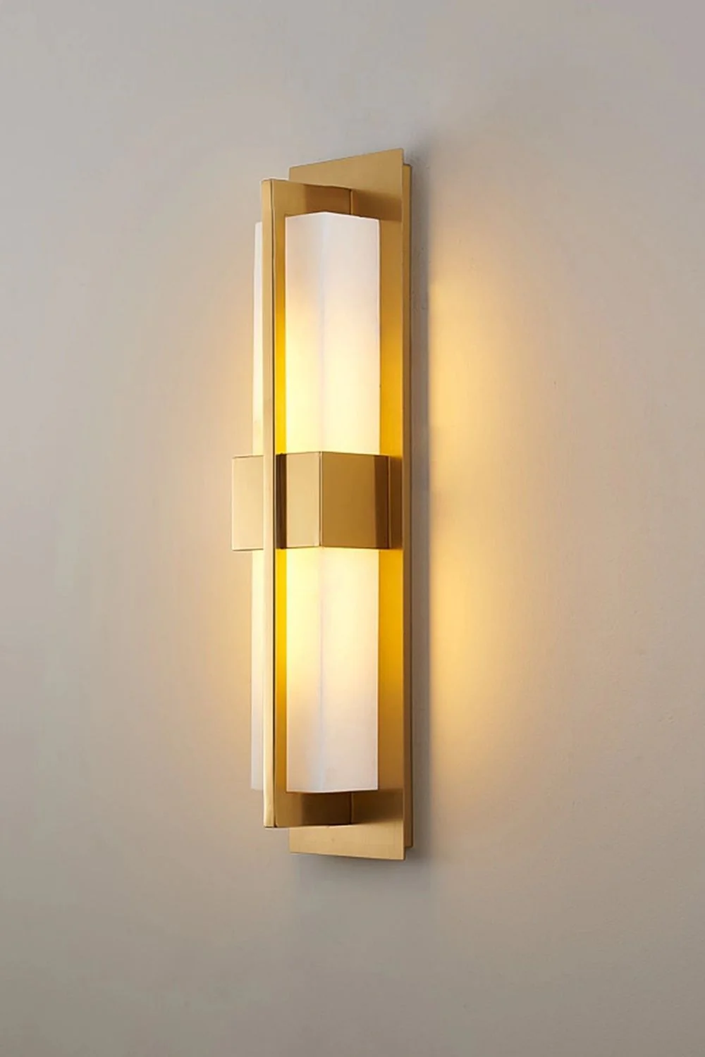 Rectangular Alabaster Brass Wall Lamp - Image 6
