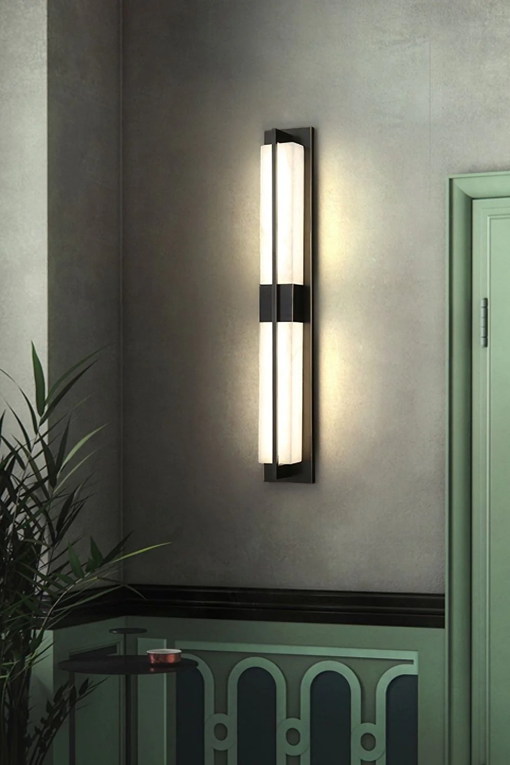 Rectangular Alabaster Brass Wall Lamp - Image 7