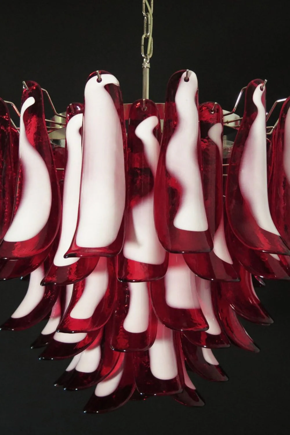Red Art Glass Petal Chandelier - Image 12
