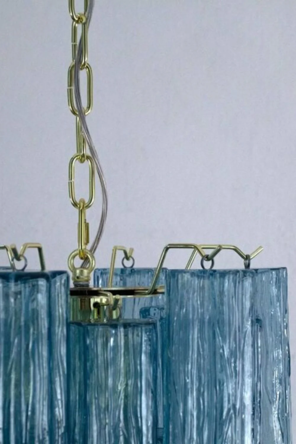 Retro Suspension Lamp with Blue Art Glass Tubes - Image 11