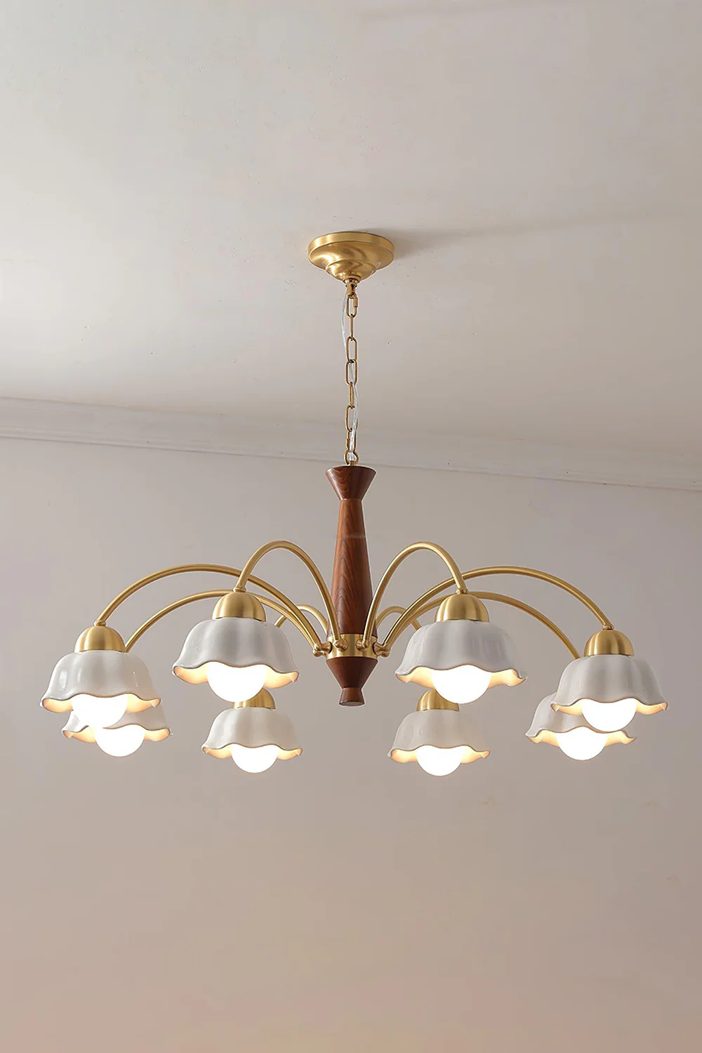 Retro Tulip Brass Chandelier - Image 10