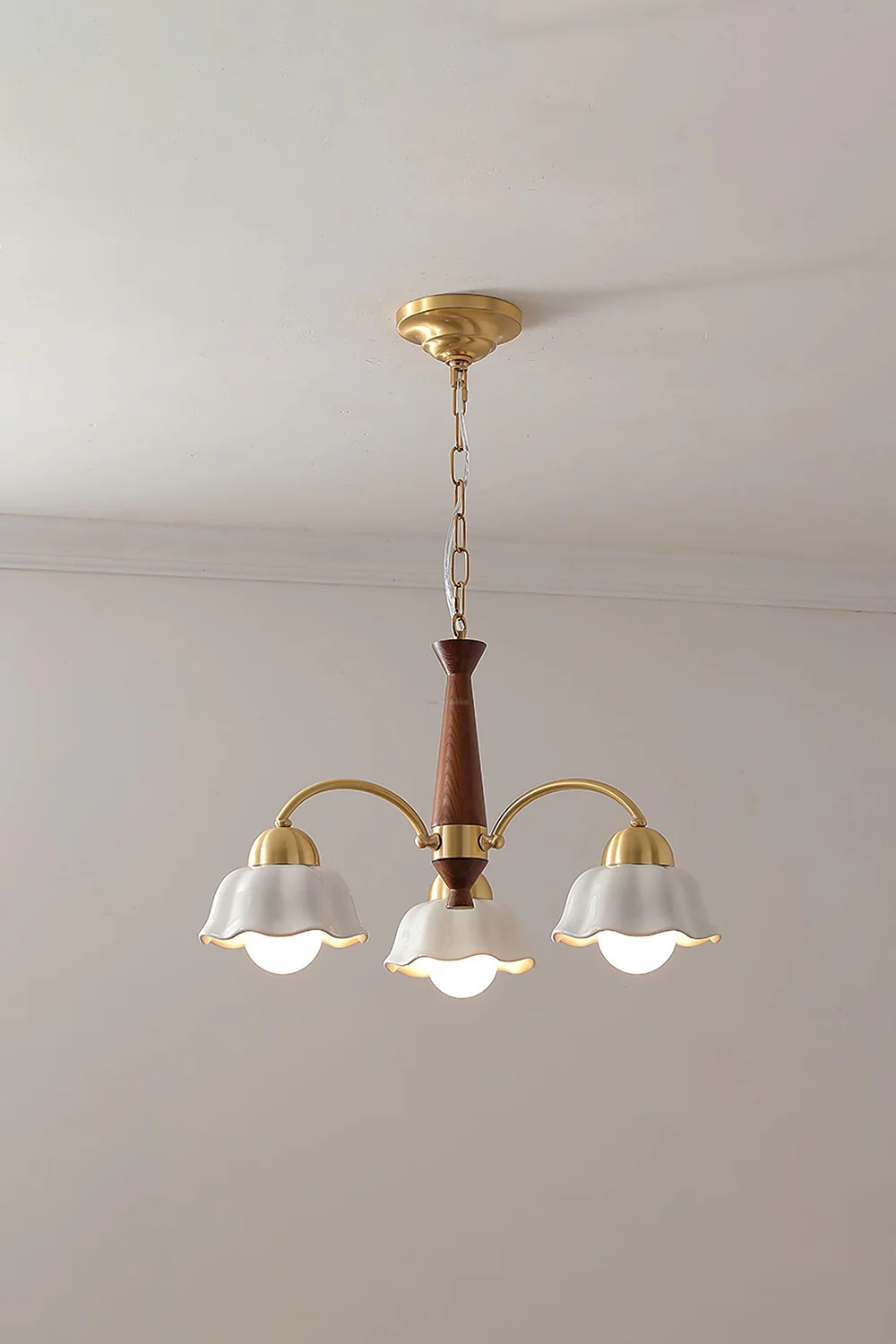 Retro Tulip Brass Chandelier - Image 11