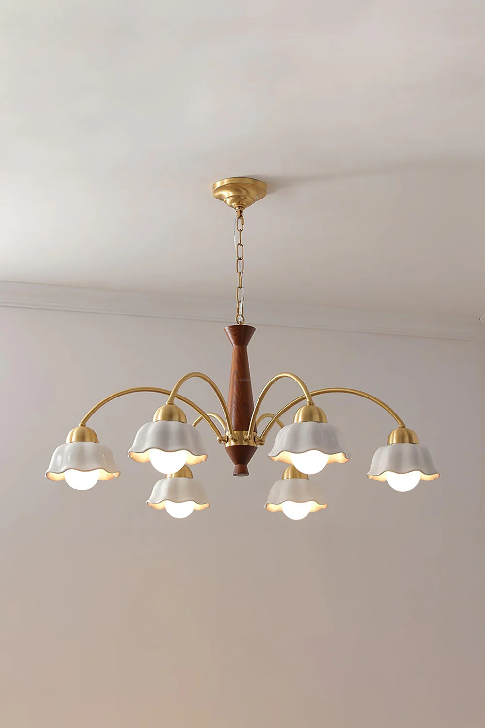 Retro Tulip Brass Chandelier - Image 12