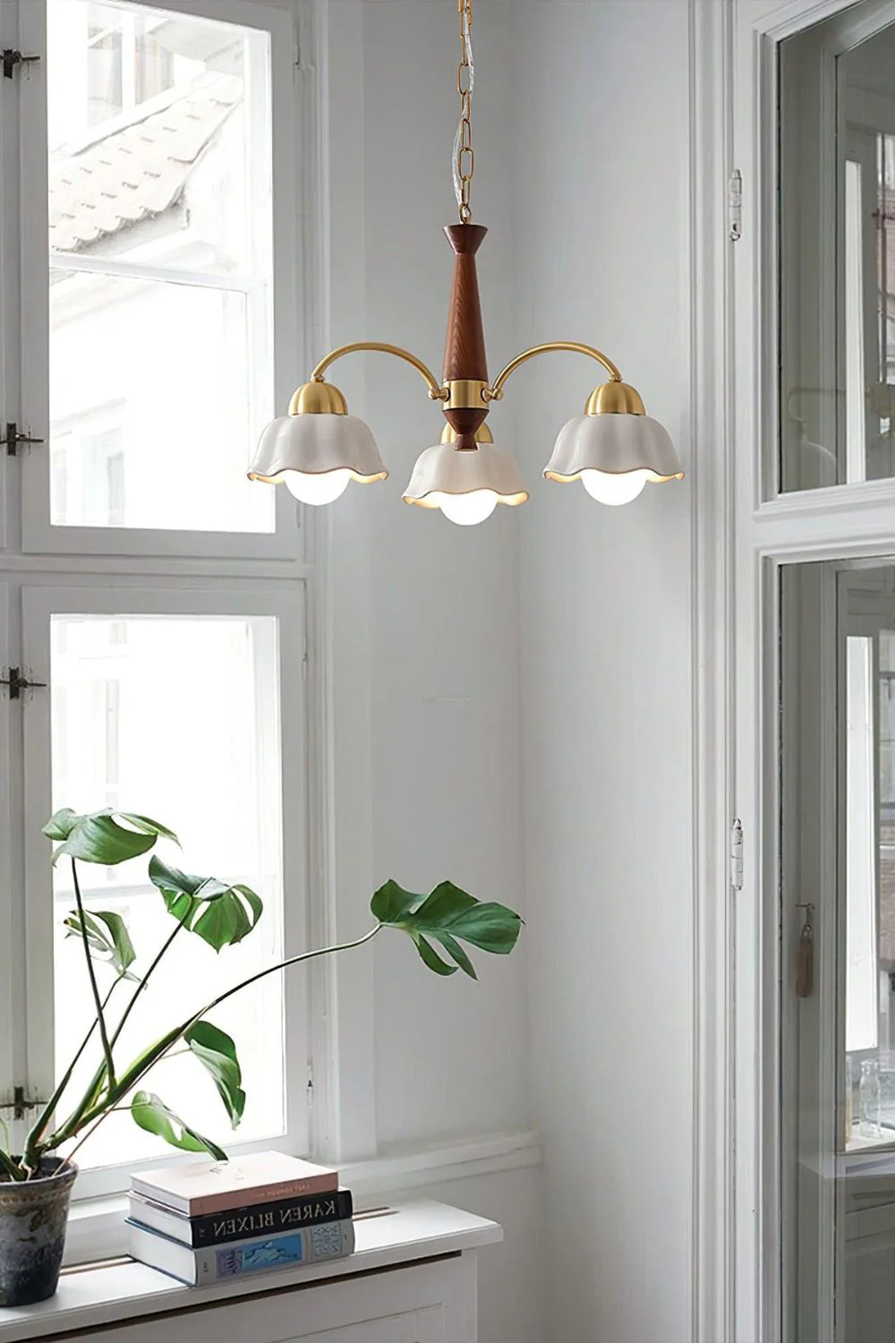 Retro Tulip Brass Chandelier - Image 4