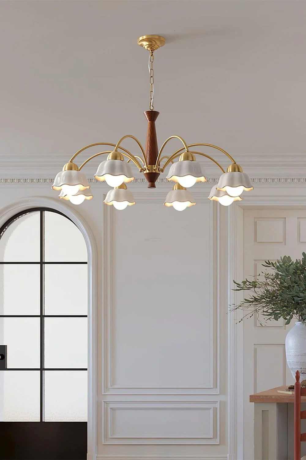 Retro Tulip Brass Chandelier - Image 5