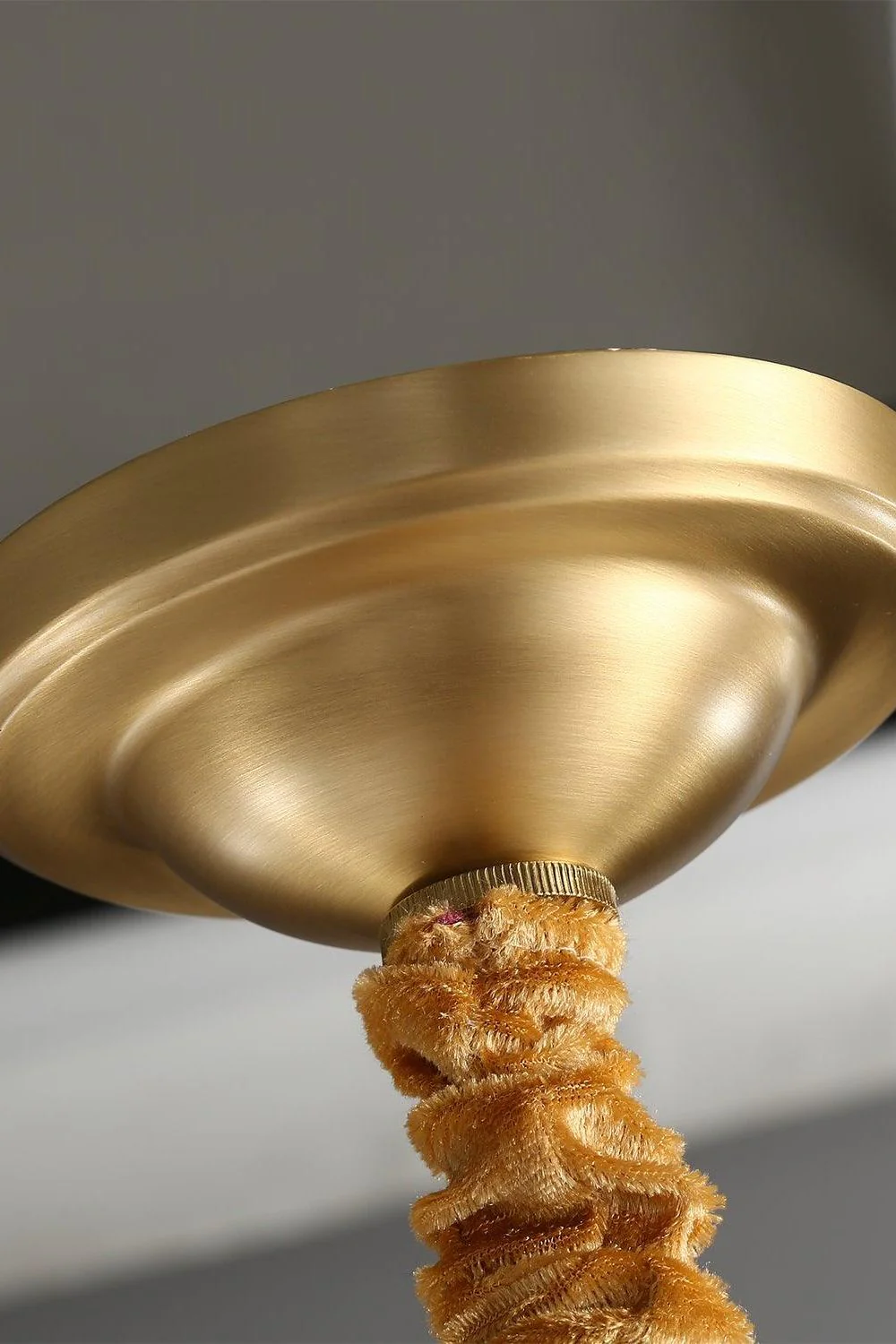Ribbed Glass Brass Chandelier - Image 9