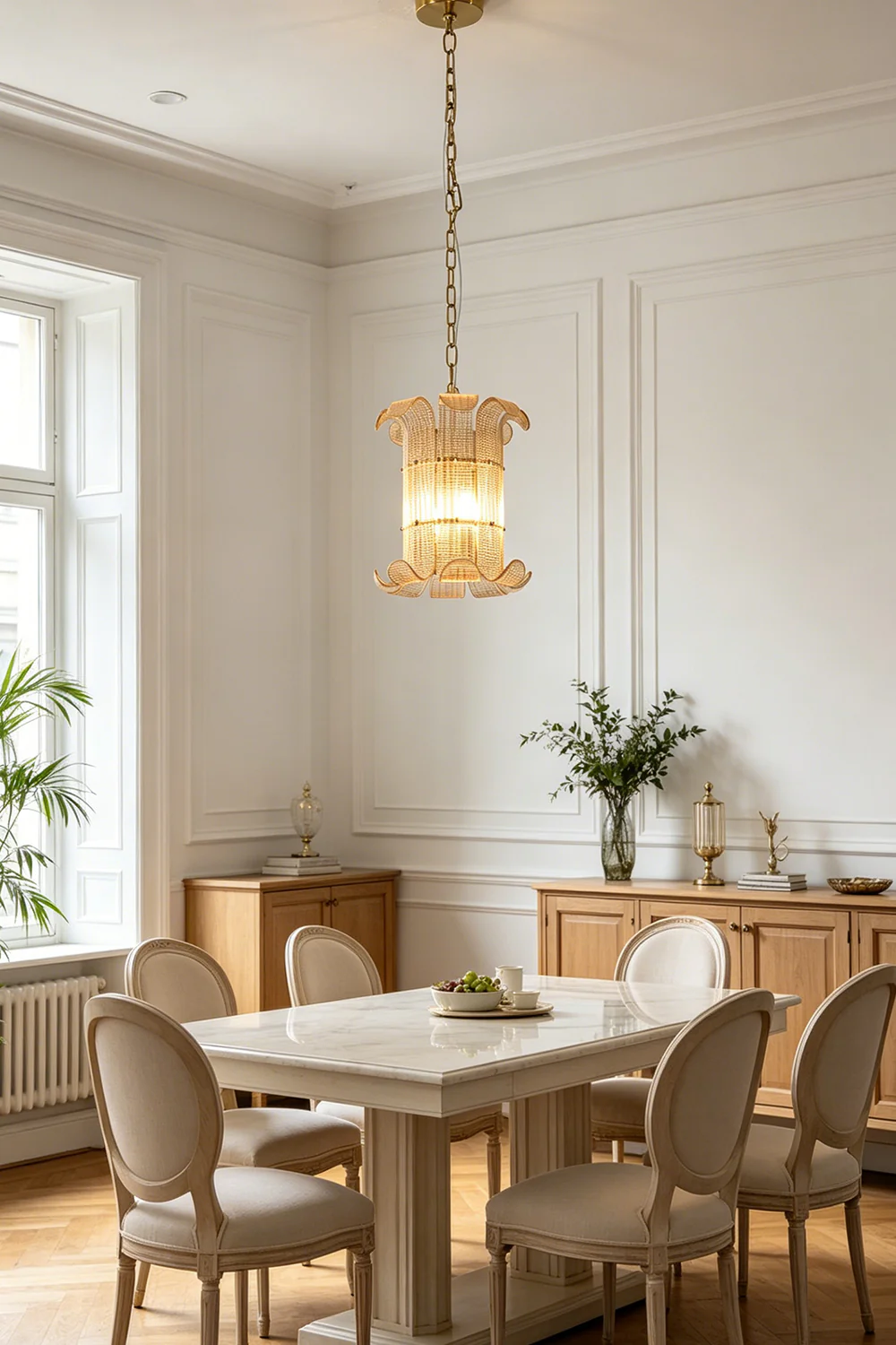 Ribbed Glass Scroll Chandelier - Image 7