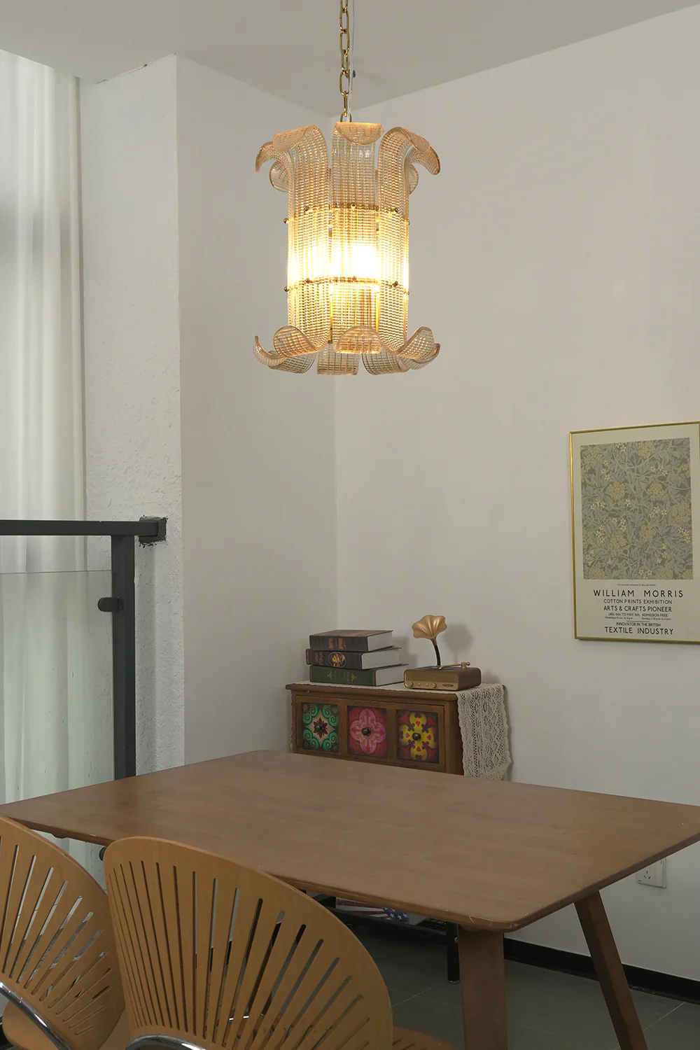 Ribbed Glass Scroll Chandelier - Image 9
