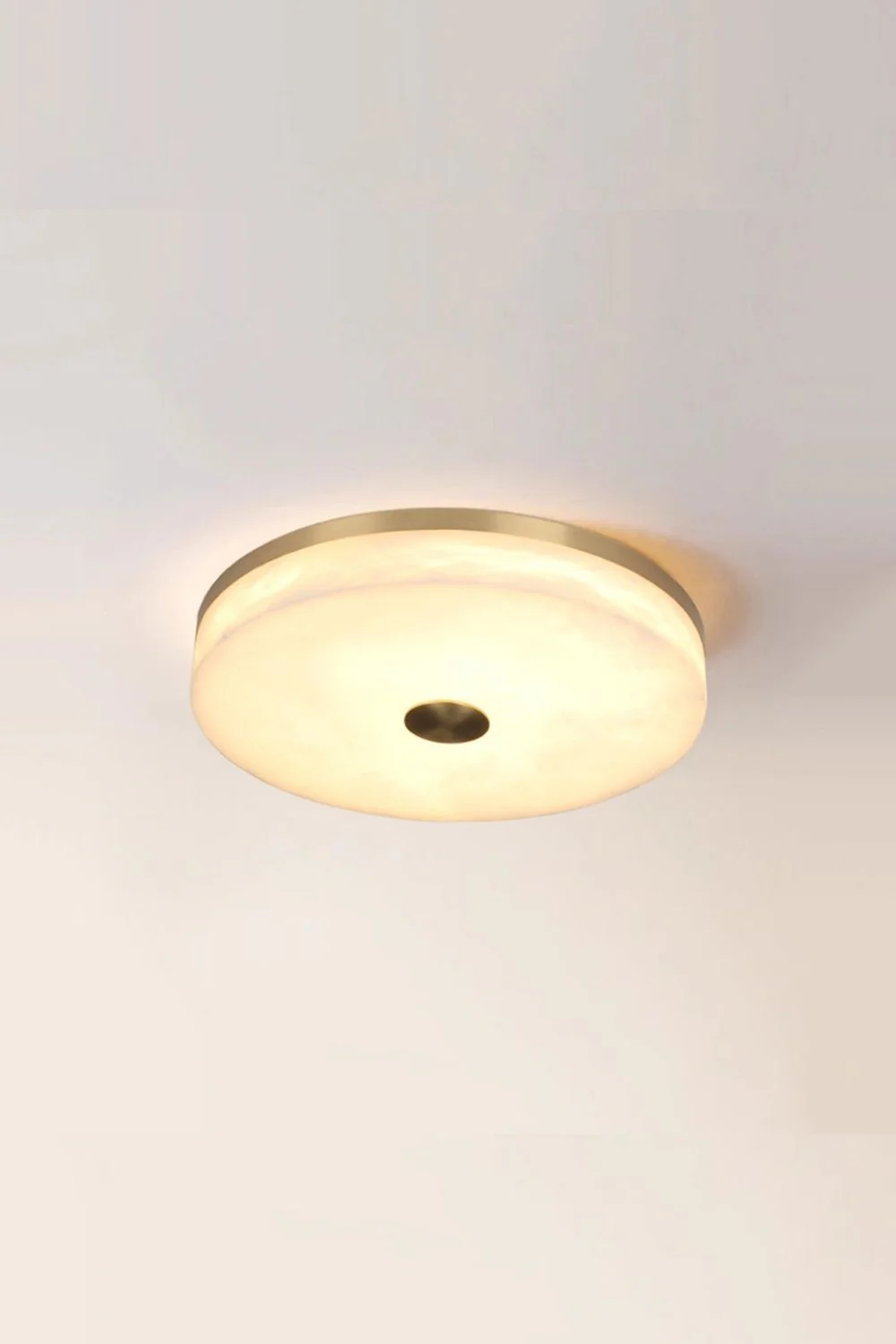 Round Alabaster Brass Ceiling Light - Image 10