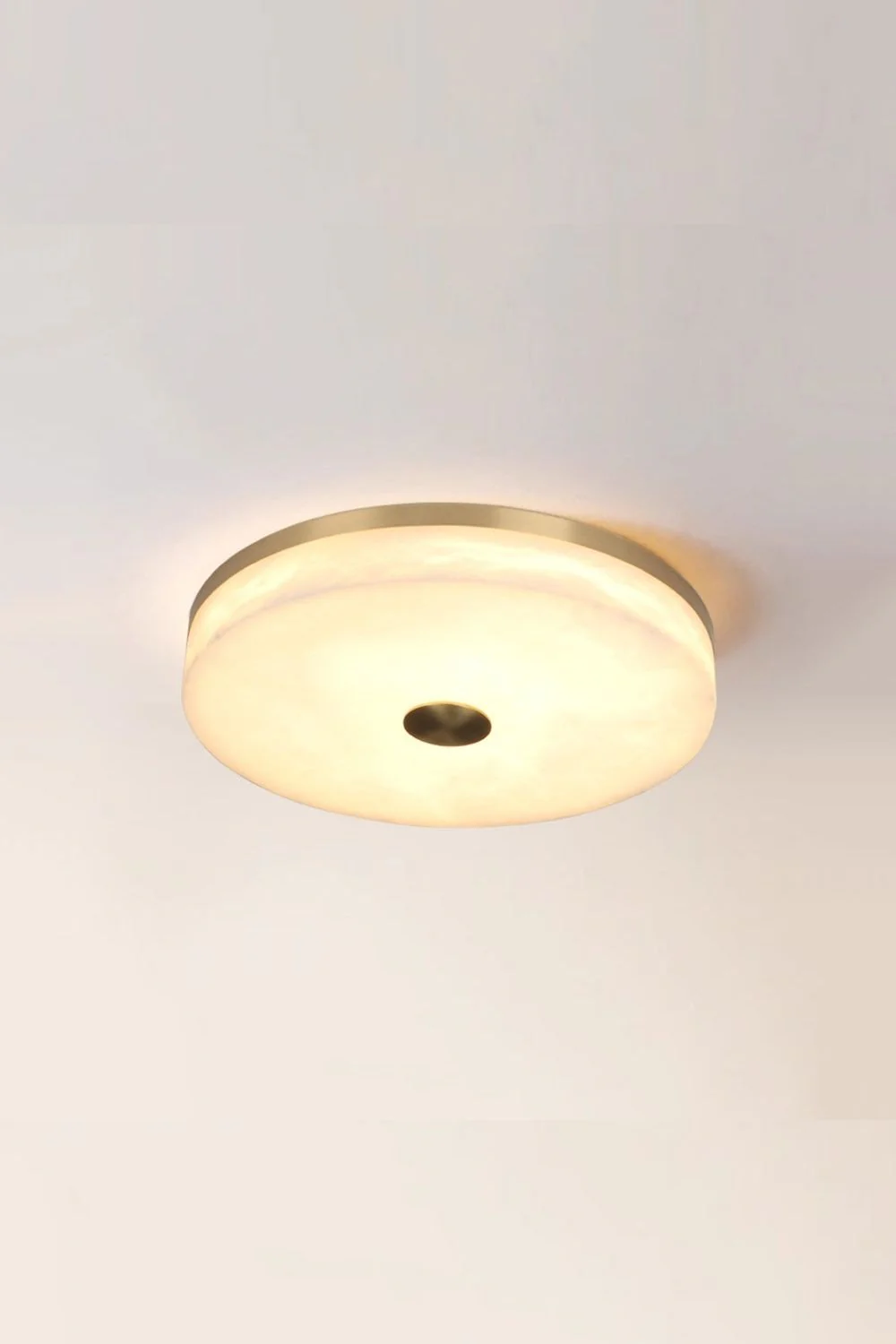 Round Alabaster Brass Ceiling Light - Image 11