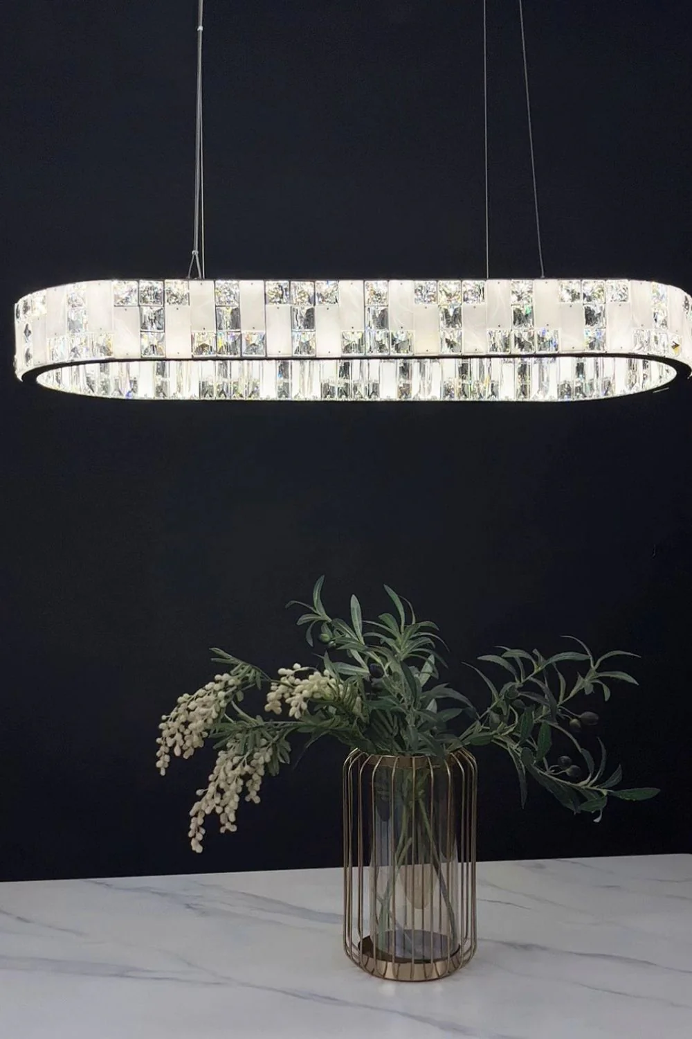 Round Alabaster Crystal Chandelier - Image 11