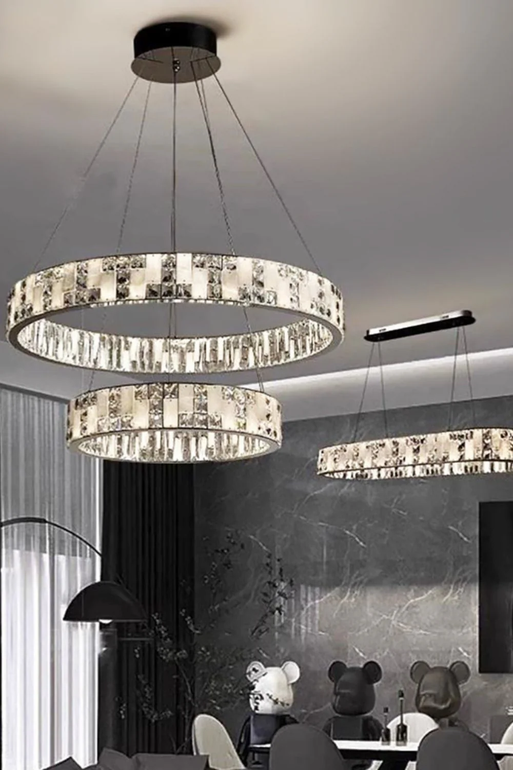 Round Alabaster Crystal Chandelier - Image 5