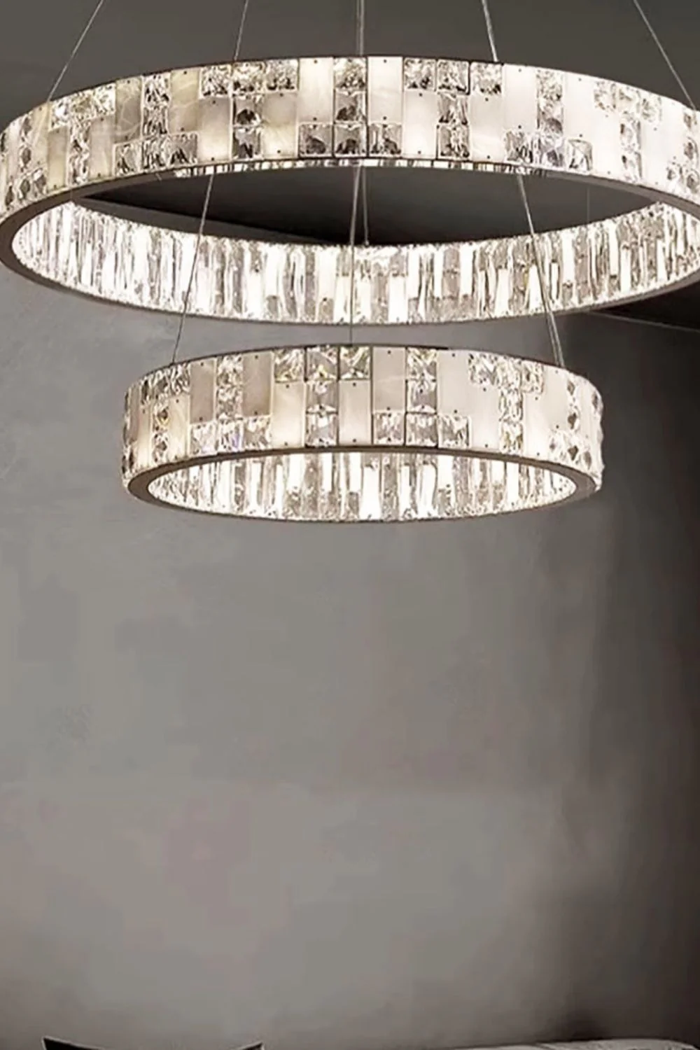 Round Alabaster Crystal Chandelier - Image 9