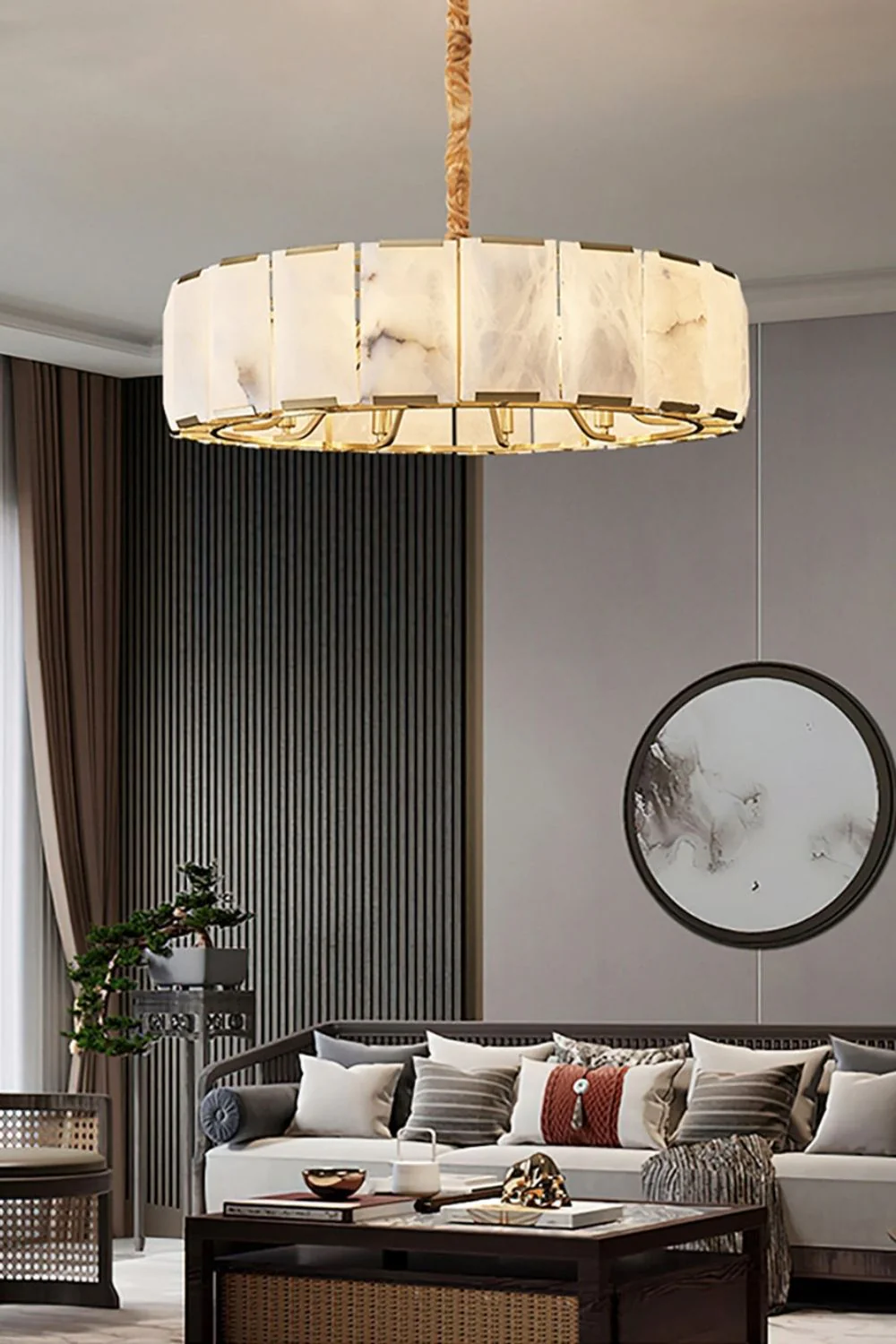 Round Modern Alabaster Chandelier - Image 2