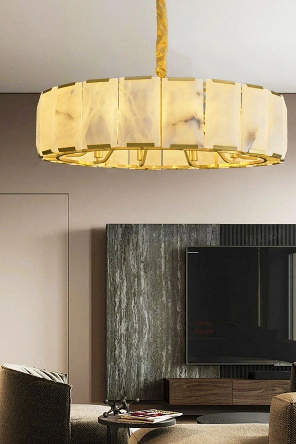 Round Modern Alabaster Chandelier - Image 4