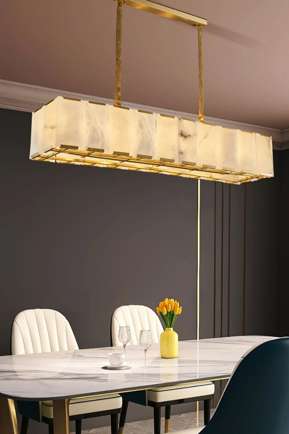 Round Modern Alabaster Chandelier - Image 7