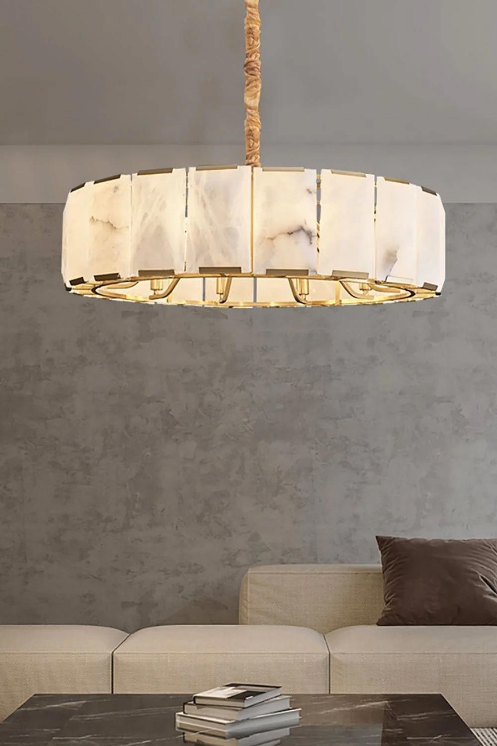 Round Modern Alabaster Chandelier - Image 8
