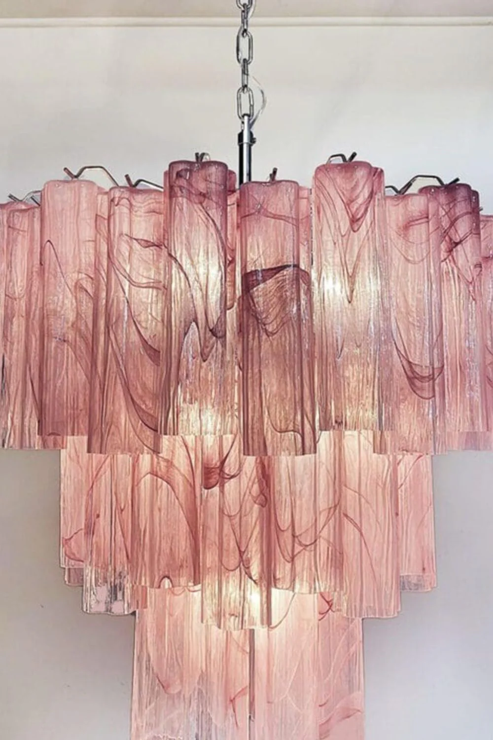 Ruby Glow Art Three-Tier Glass Chandelier - Image 15