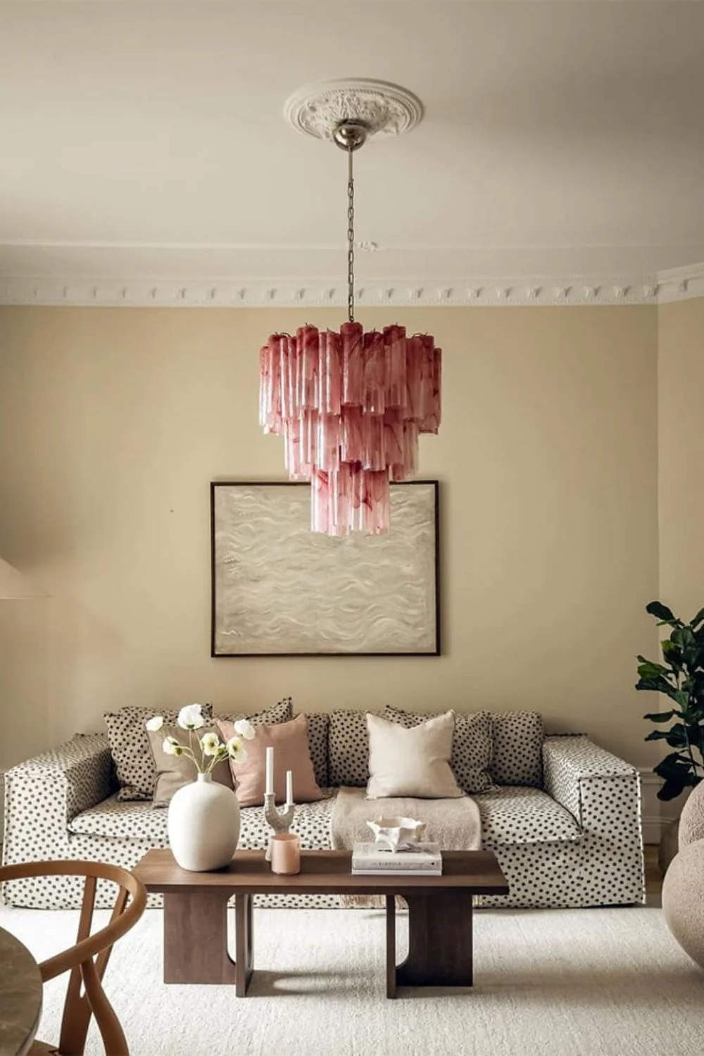 Ruby Glow Art Three-Tier Glass Chandelier - Image 2