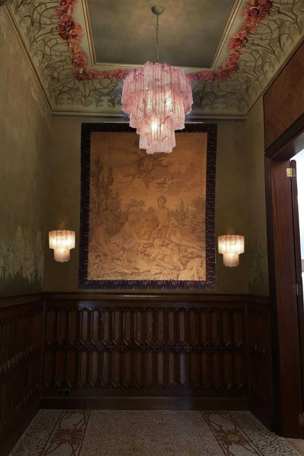 Ruby Glow Art Three-Tier Glass Chandelier - Image 5
