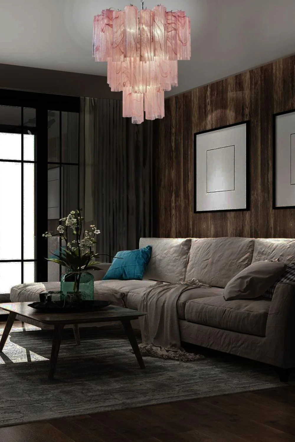 Ruby Glow Art Three-Tier Glass Chandelier - Image 6