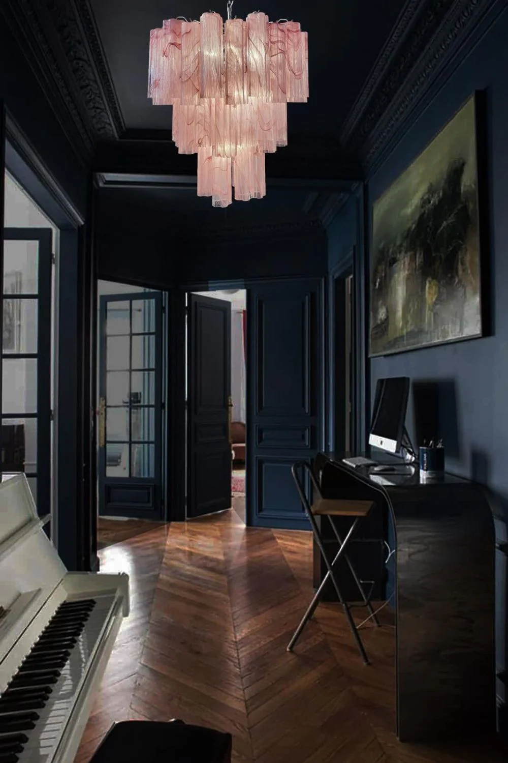 Ruby Glow Art Three-Tier Glass Chandelier - Image 8