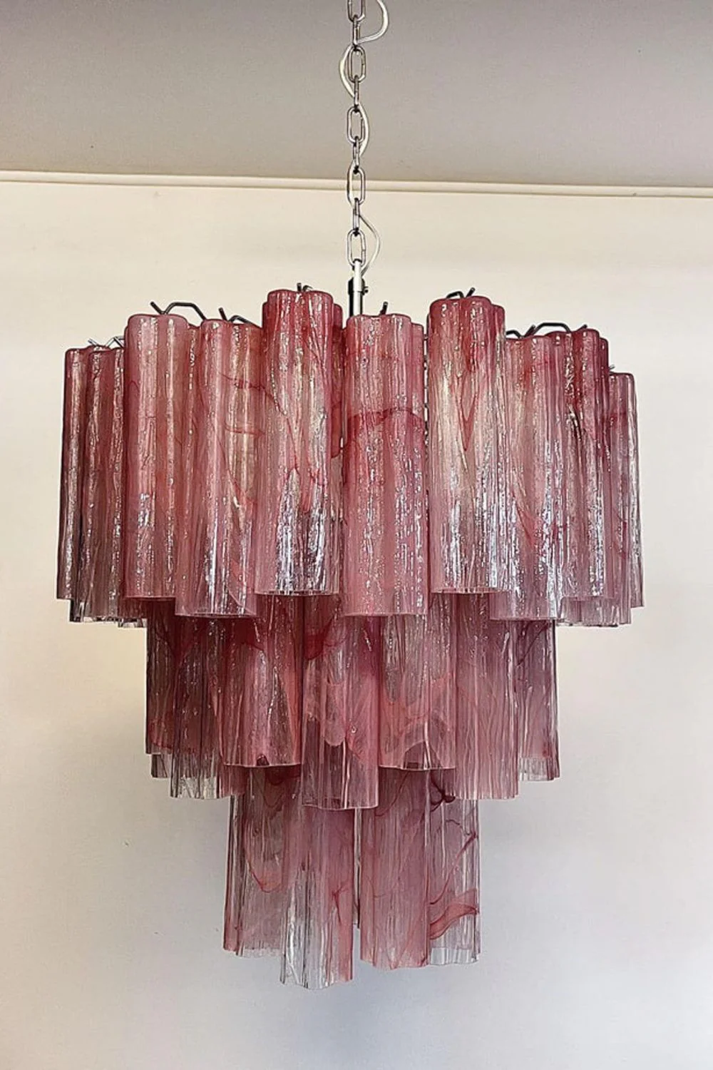 Ruby Glow Art Three-Tier Glass Chandelier - Image 9