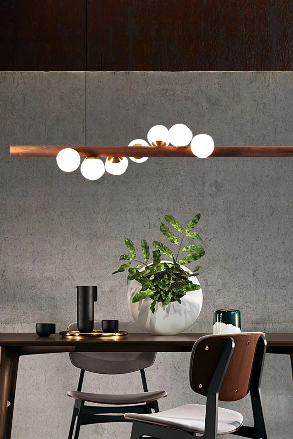 Scandinavian Linear Wooden Pendant Lamp - Image 5