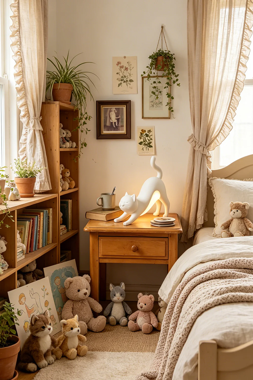 Serene Feline Resin Table Lamp - Image 2