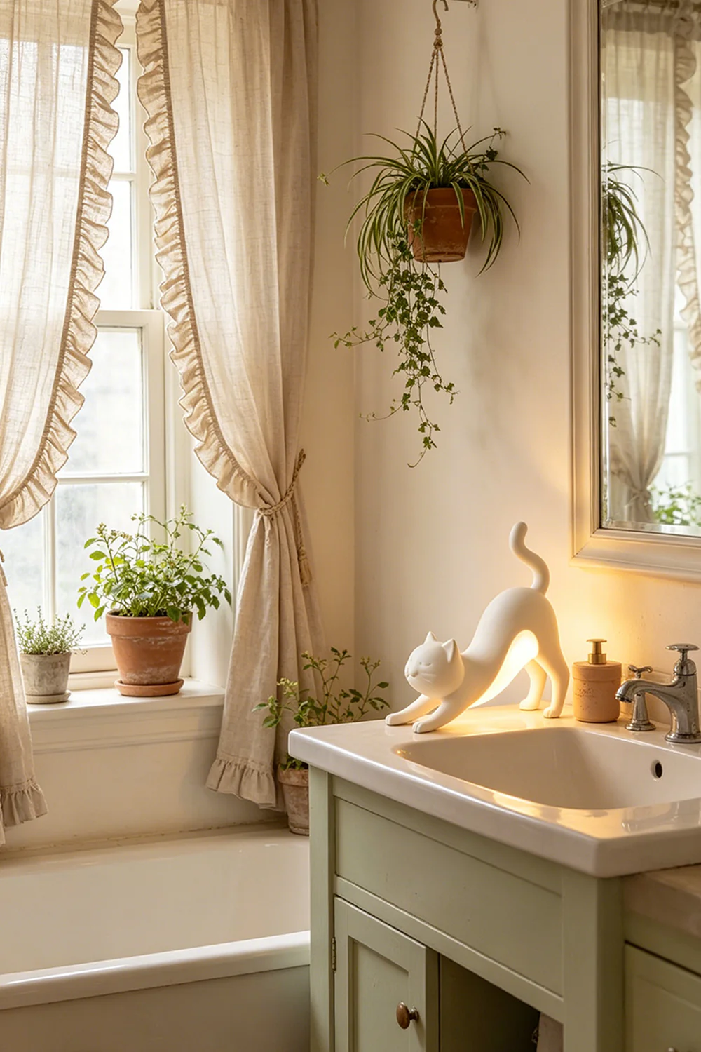 Serene Feline Resin Table Lamp - Image 3