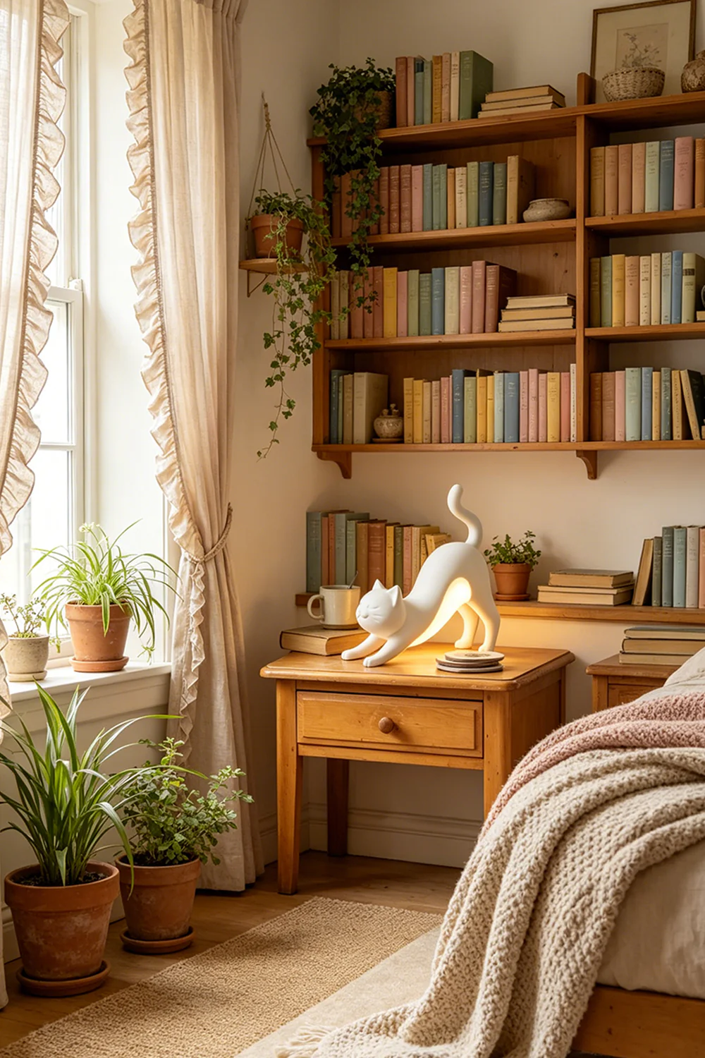 Serene Feline Resin Table Lamp - Image 6