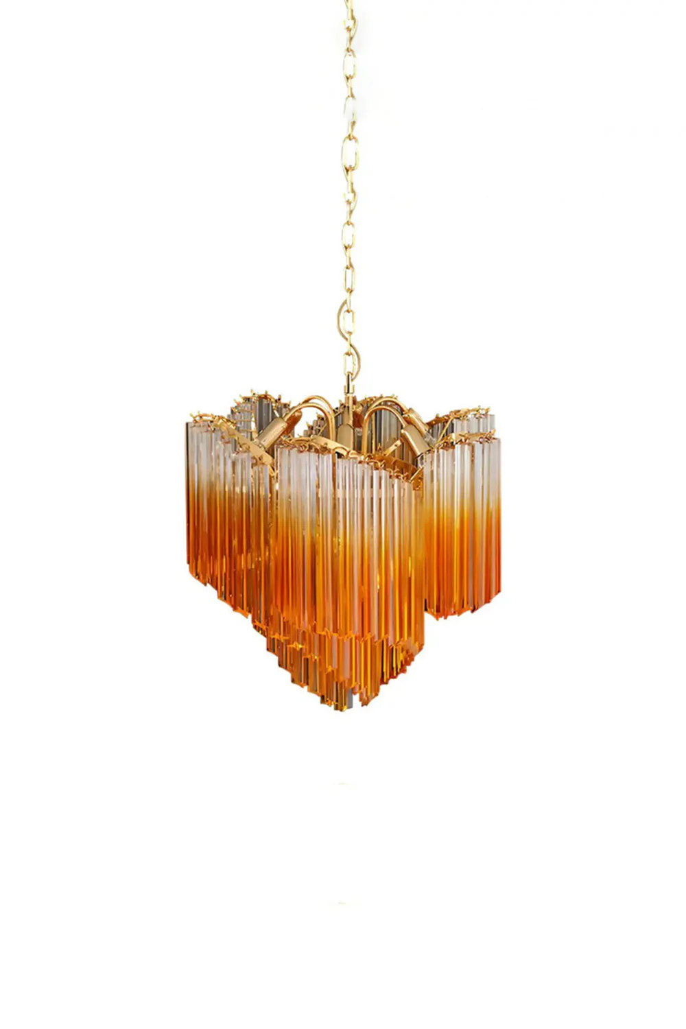 Shaded Amber Art Crystal Prism Chandelier