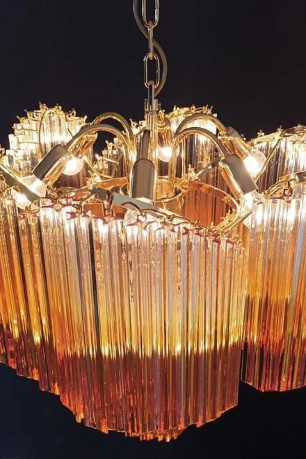 Shaded Amber Art Crystal Prism Chandelier - Image 13